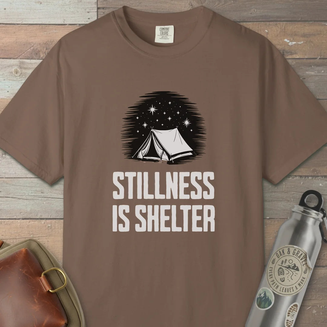 Stillness Is Shelter T-Shirt Espresso Outdoor Nature Tee
