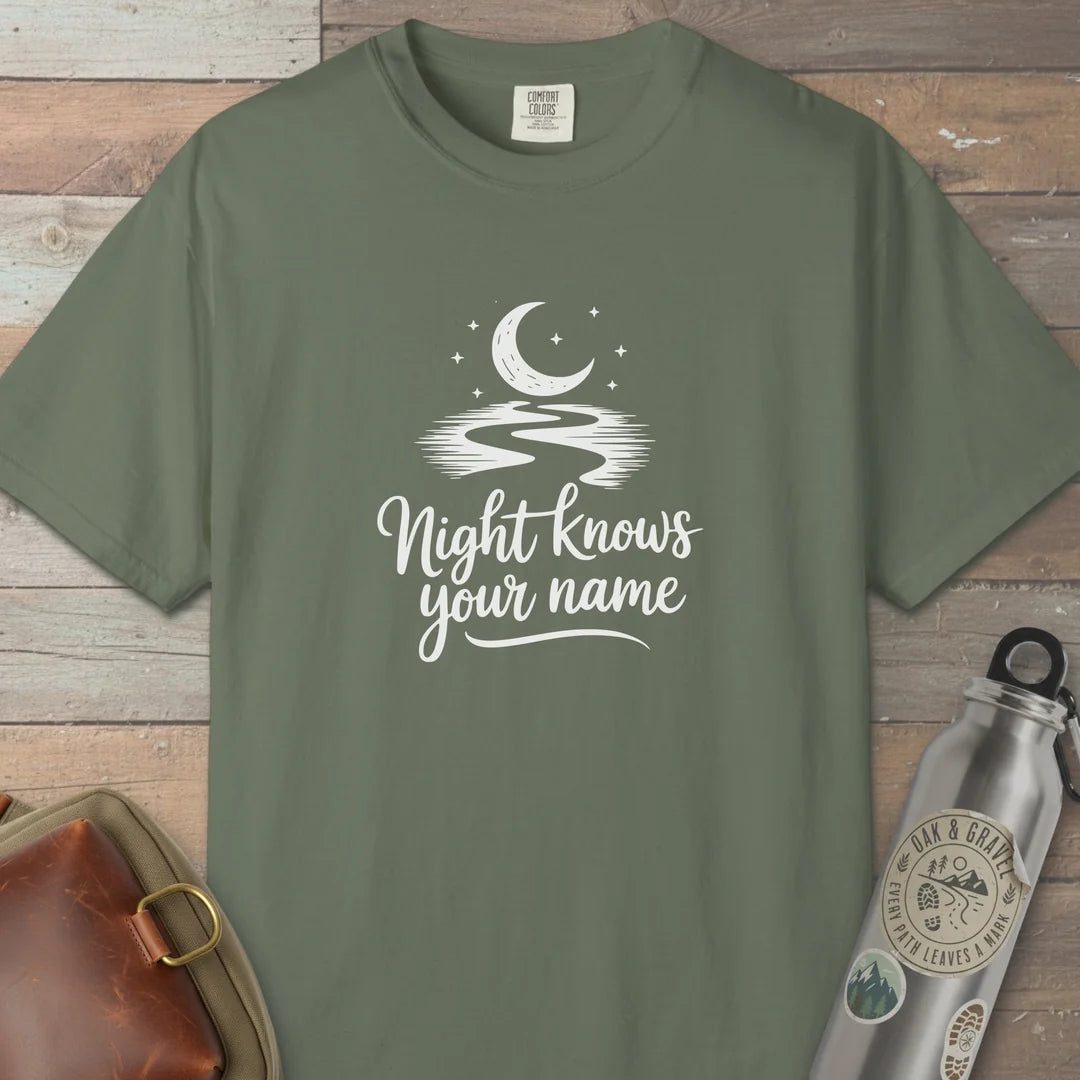 Night Knows Your Name T-Shirt Moss Outdoor Nature Tee