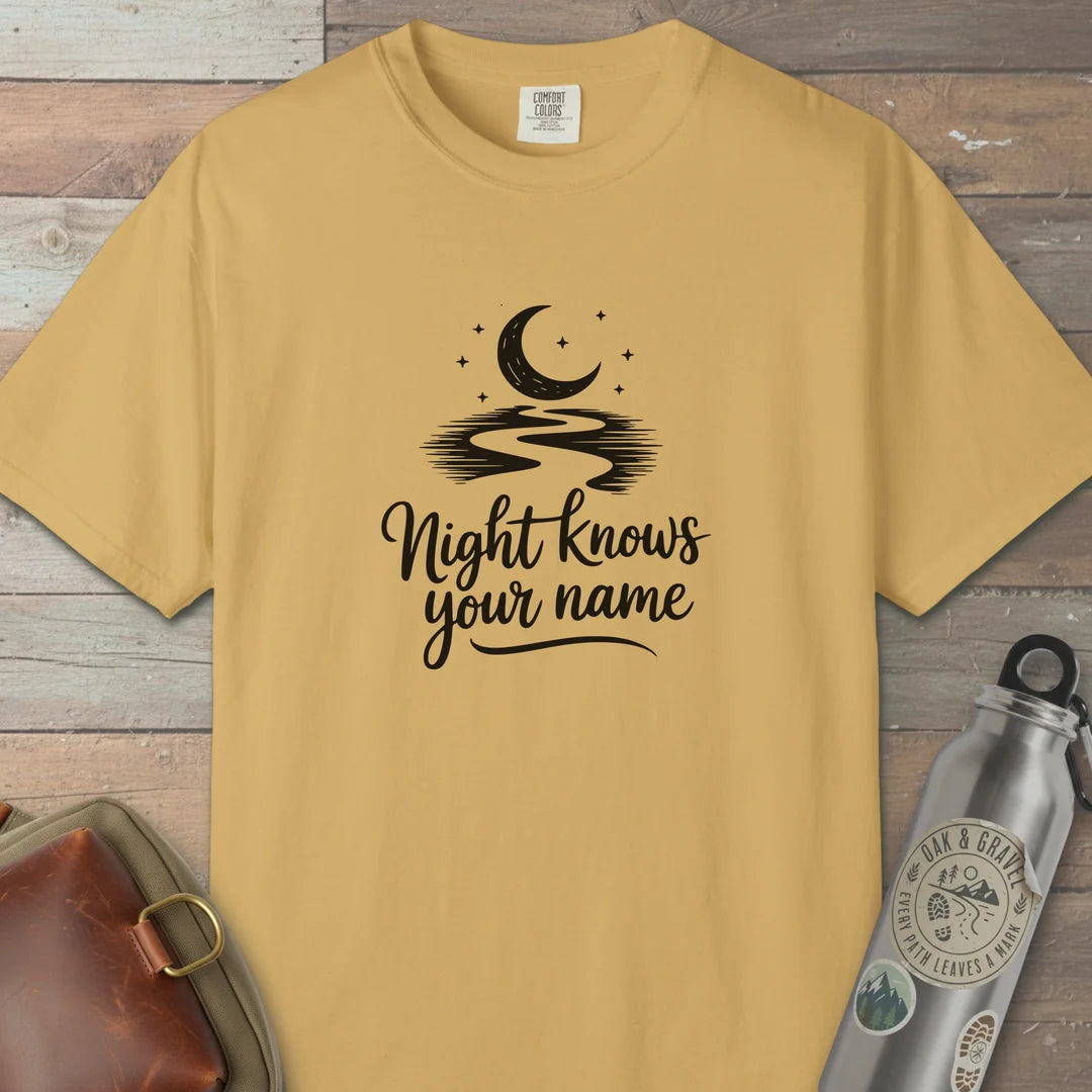 Night Knows Your Name T-Shirt Mustard Outdoor Nature Tee