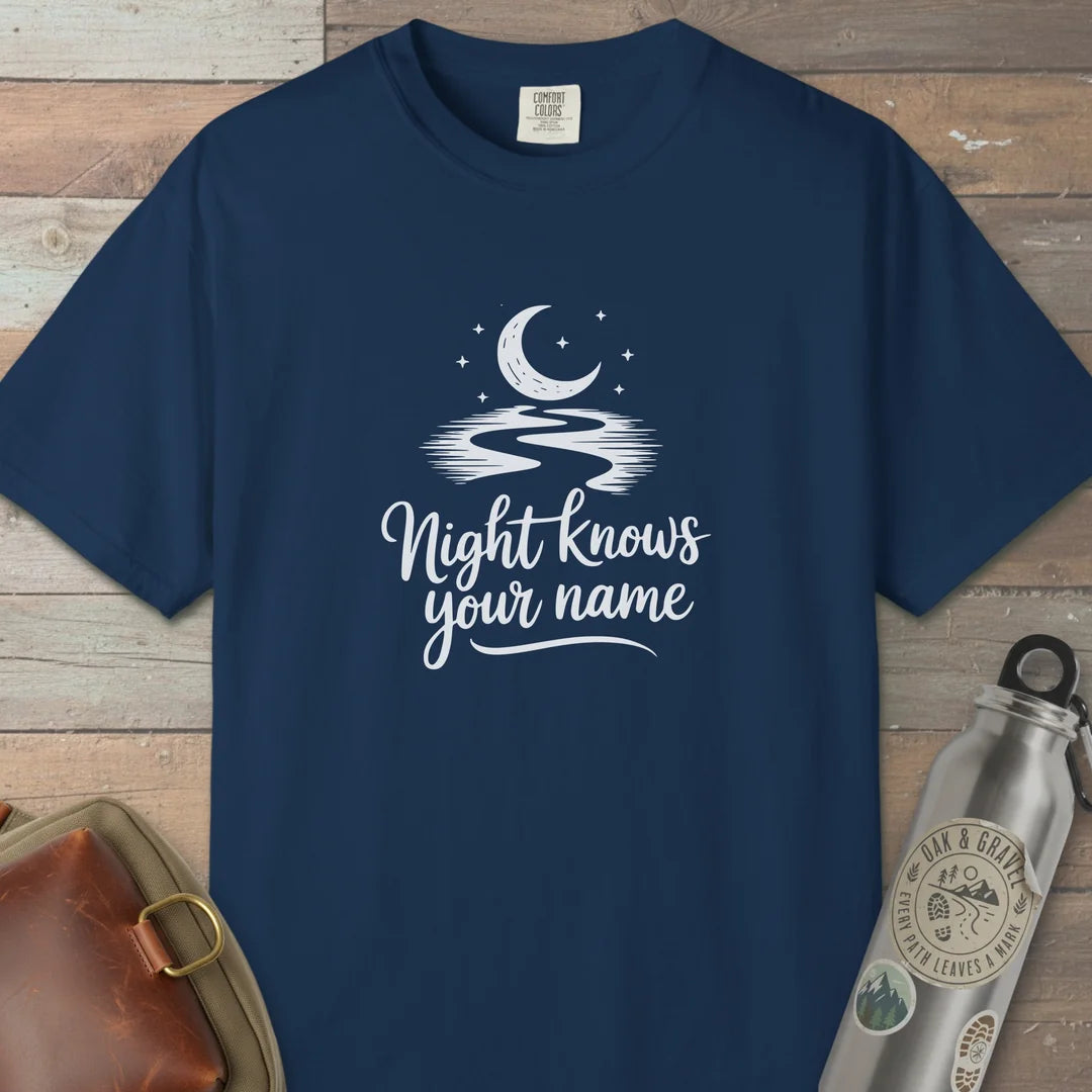 Night Knows Your Name T-Shirt Navy Outdoor Nature Tee