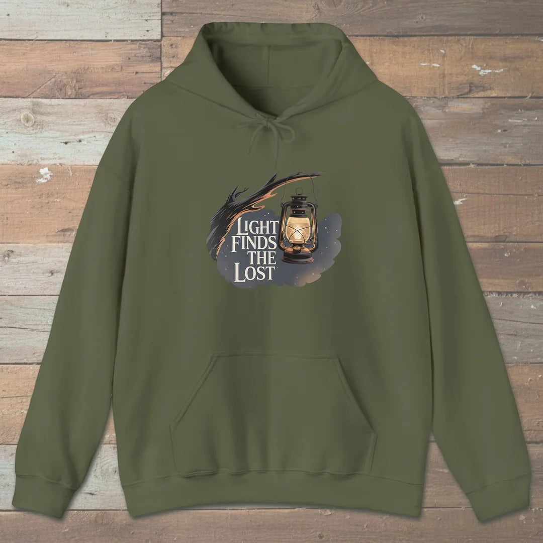 Light Finds The Lost Hoodie Military Green Outdoor Nature Tee