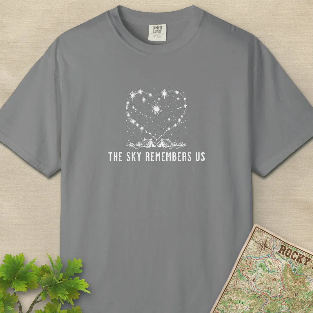 The Sky Remembers Us T-Shirt Grey Outdoor Nature Tee