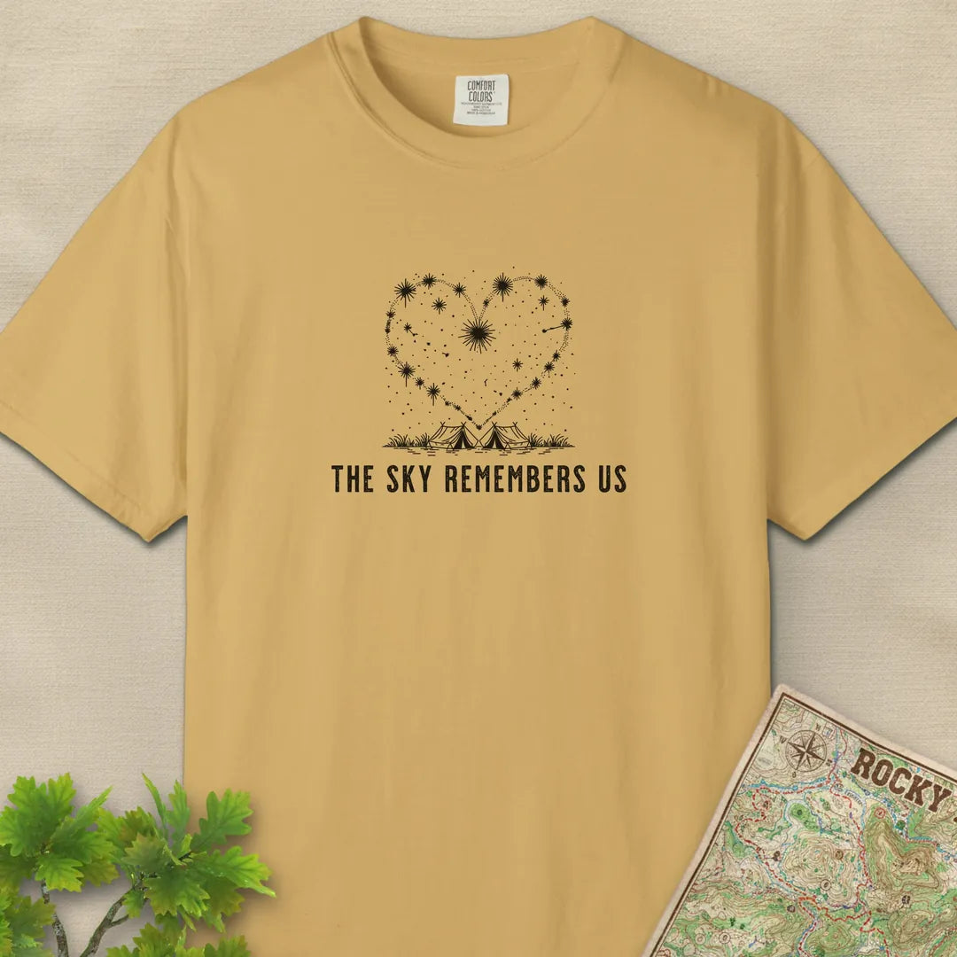 The Sky Remembers Us T-Shirt Mustard Outdoor Nature Tee