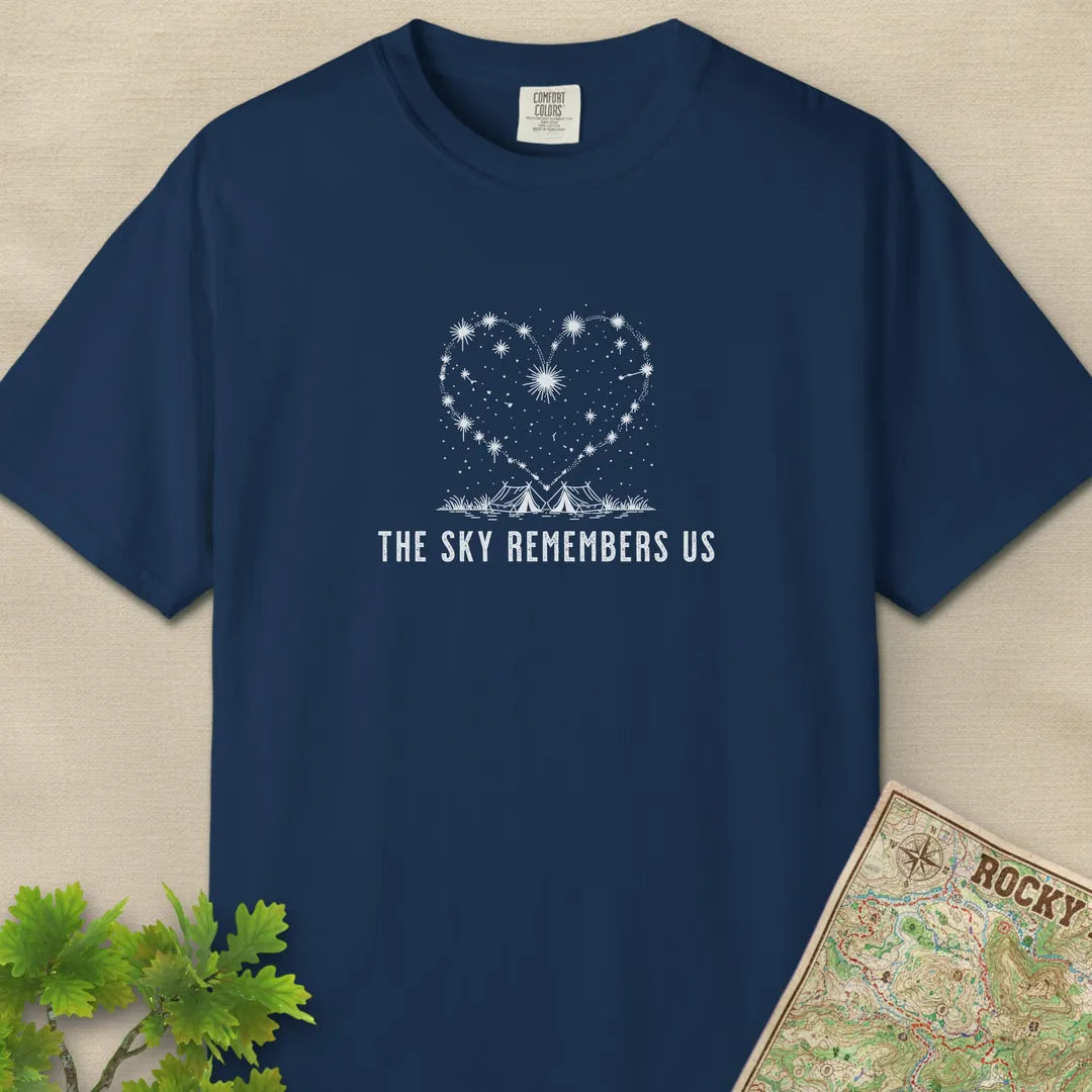 The Sky Remembers Us T-Shirt Navy Outdoor Nature Tee