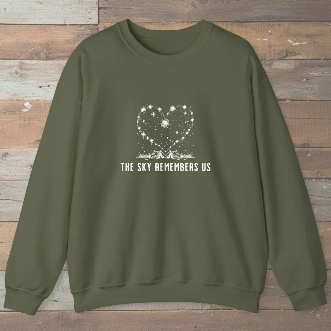 The Sky Remembers Us Sweatshirt Military Green Outdoor Nature Tee