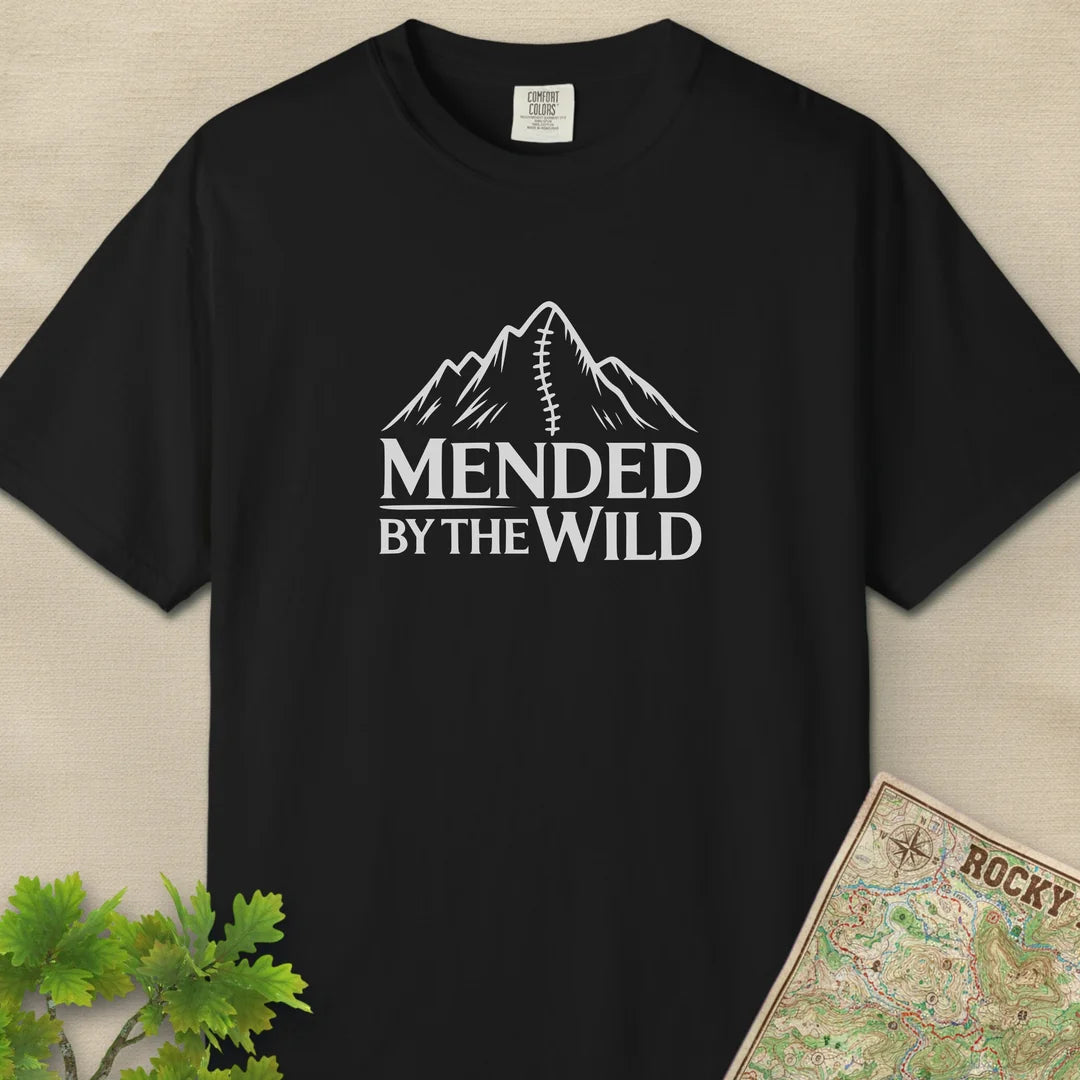 Mended By The Wild T-Shirt Black Outdoor Nature Tee