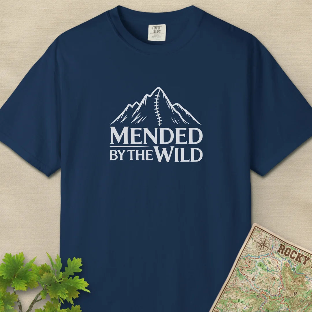 Mended By The Wild T-Shirt Navy Outdoor Nature Tee