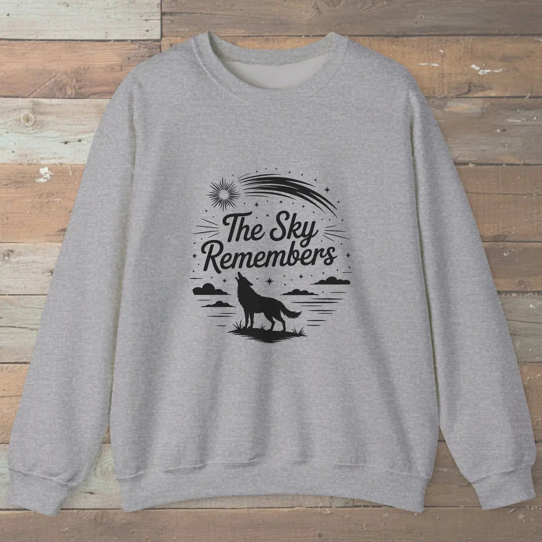 The Sky Remembers Sweatshirt Sport Grey Outdoor Nature Tee