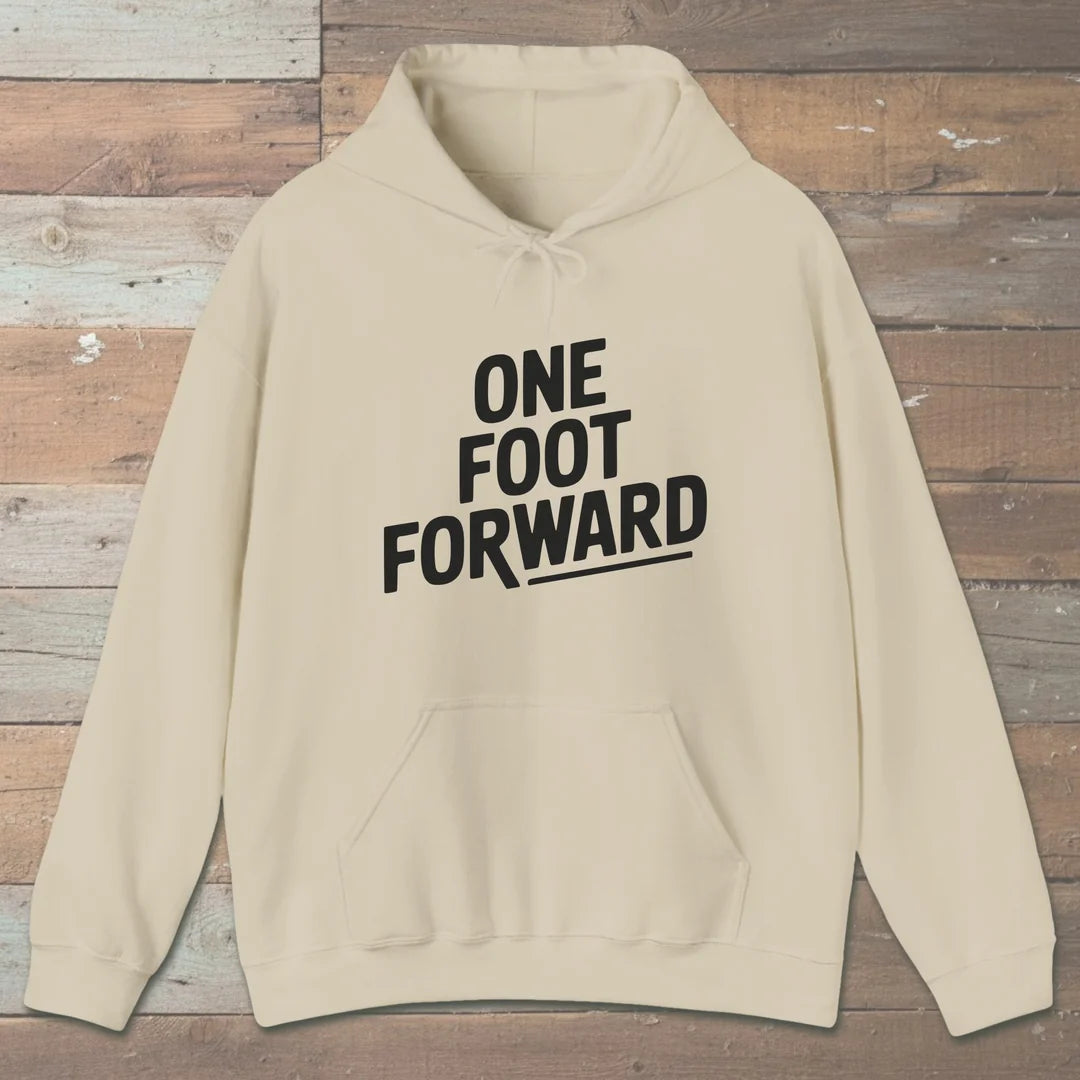 One Foot Forward Hoodie Sand Outdoor Nature Tee