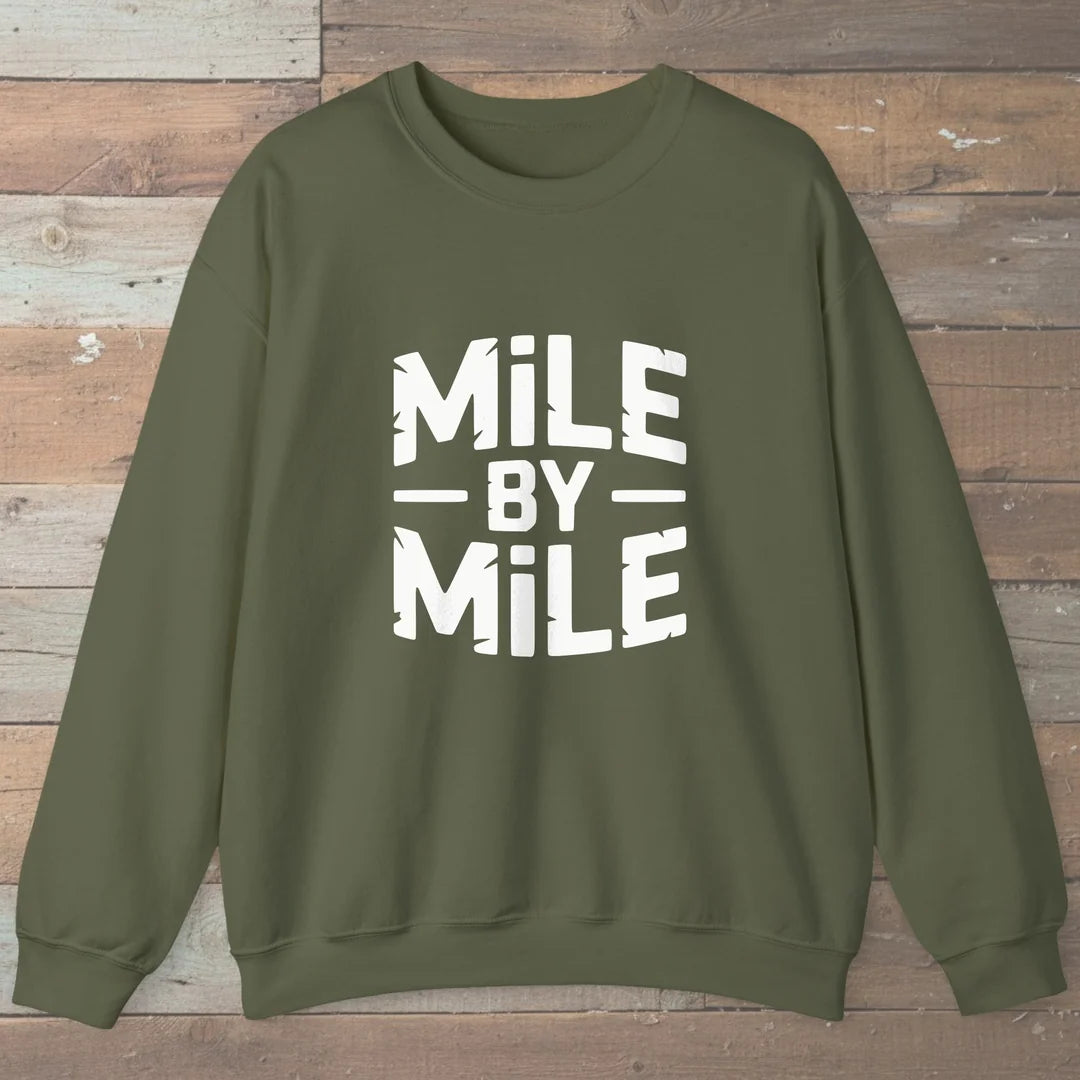 Mile By Mile Sweatshirt Military Green Outdoor Nature Tee