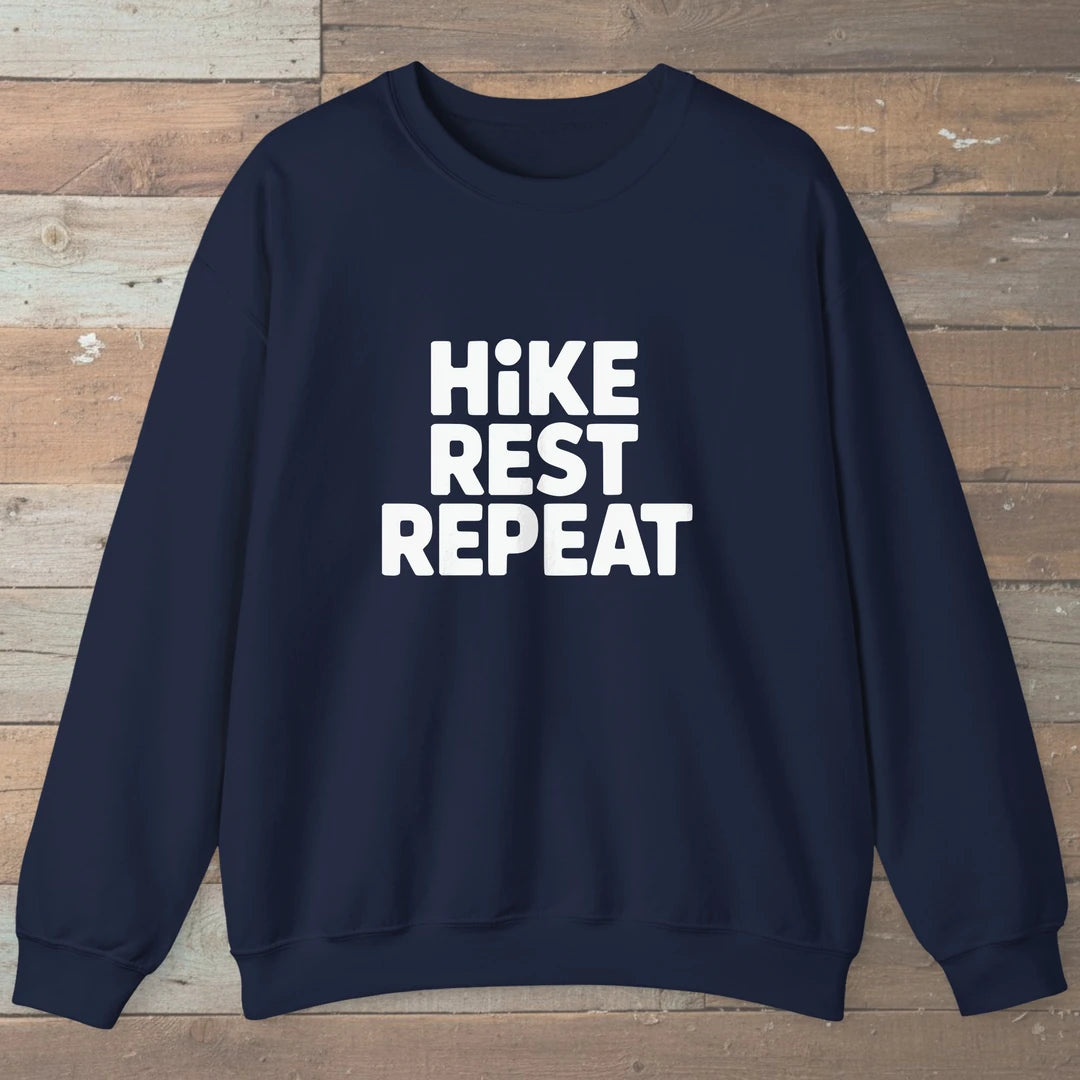 Hike Rest Repeat Sweatshirt Navy Outdoor Nature Tee
