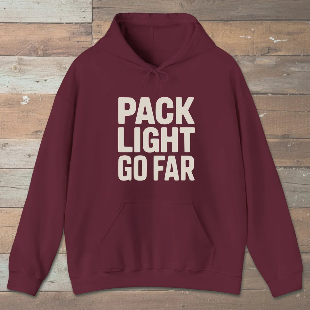 Pack Light Go Far Hoodie Maroon Outdoor Nature Tee