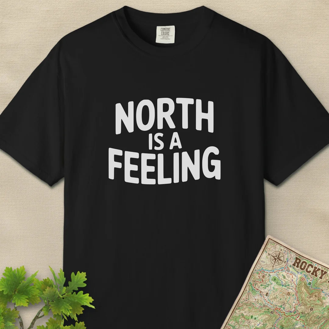 North Is A Feeling T-Shirt Black Outdoor Nature Tee
