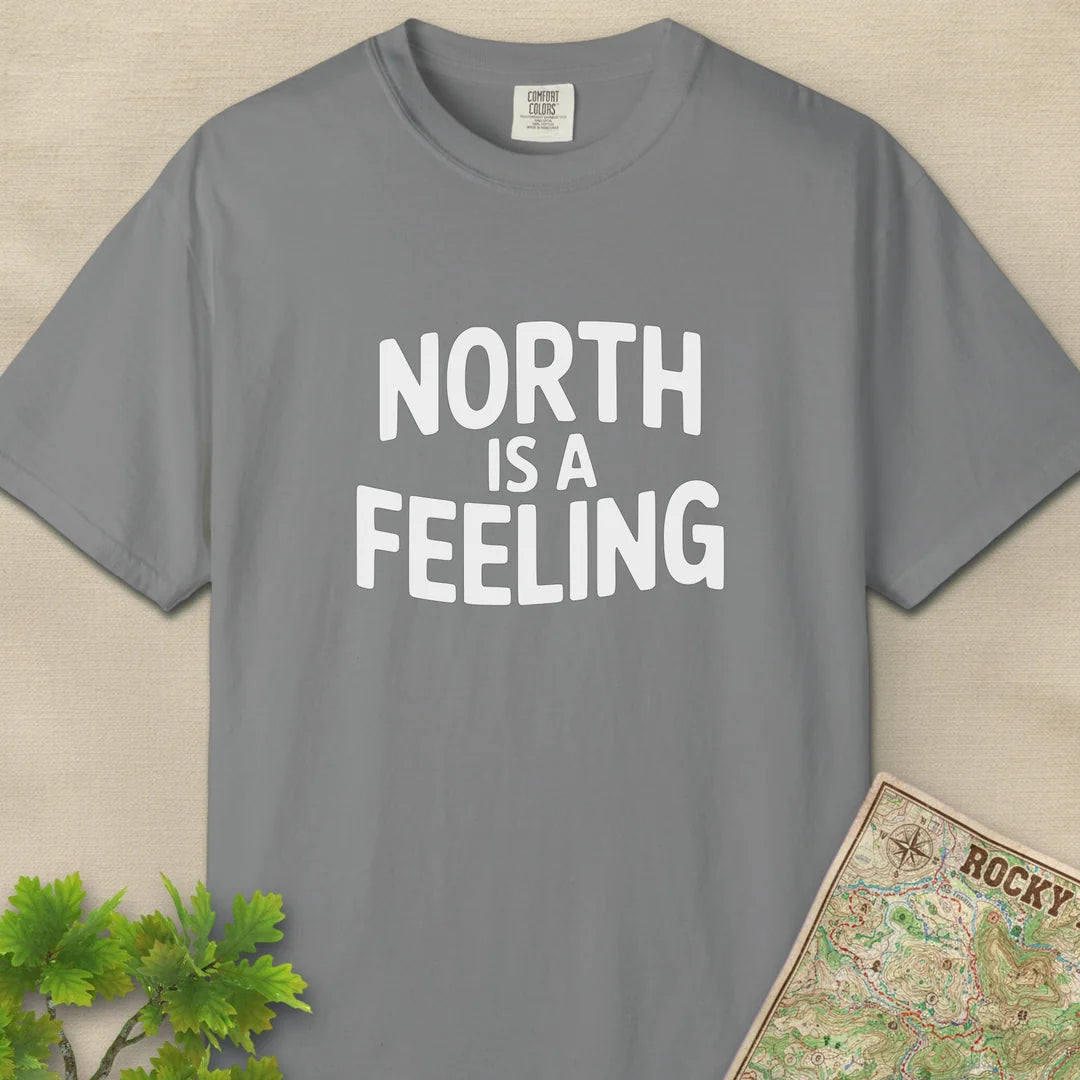 North Is A Feeling T-Shirt Grey Outdoor Nature Tee