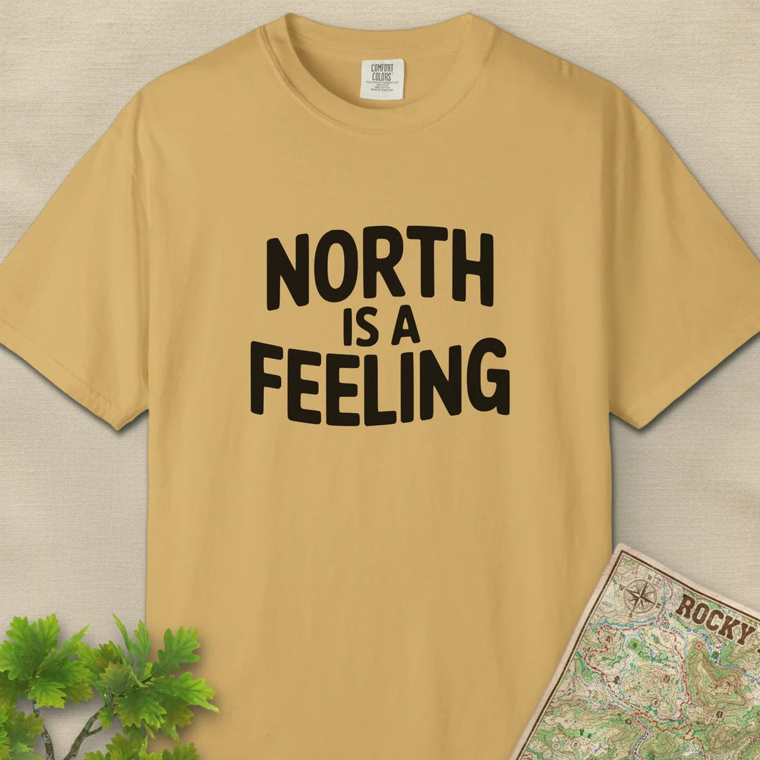 North Is A Feeling T-Shirt Mustard Outdoor Nature Tee