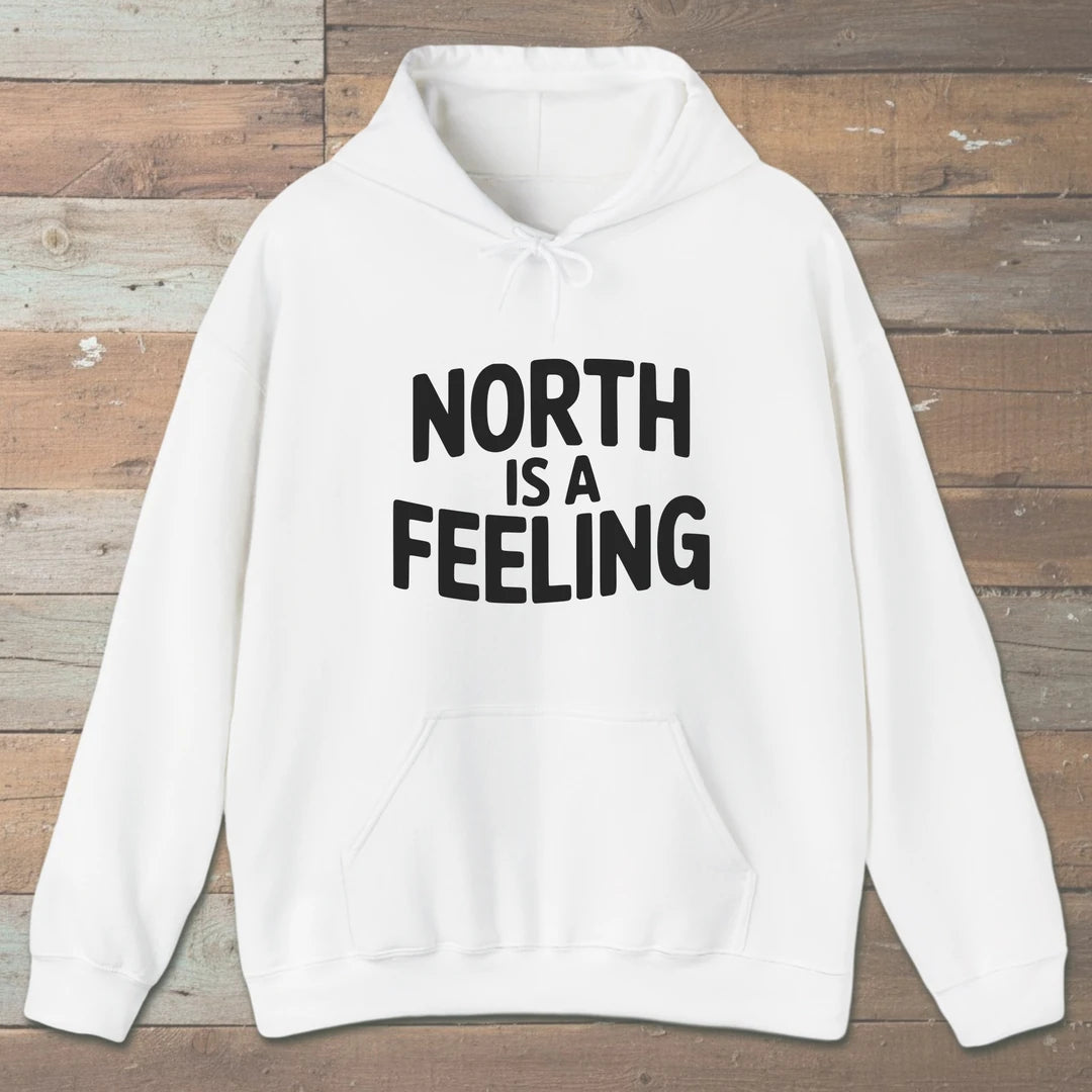 North Is A Feeling Hoodie White Outdoor Nature Tee
