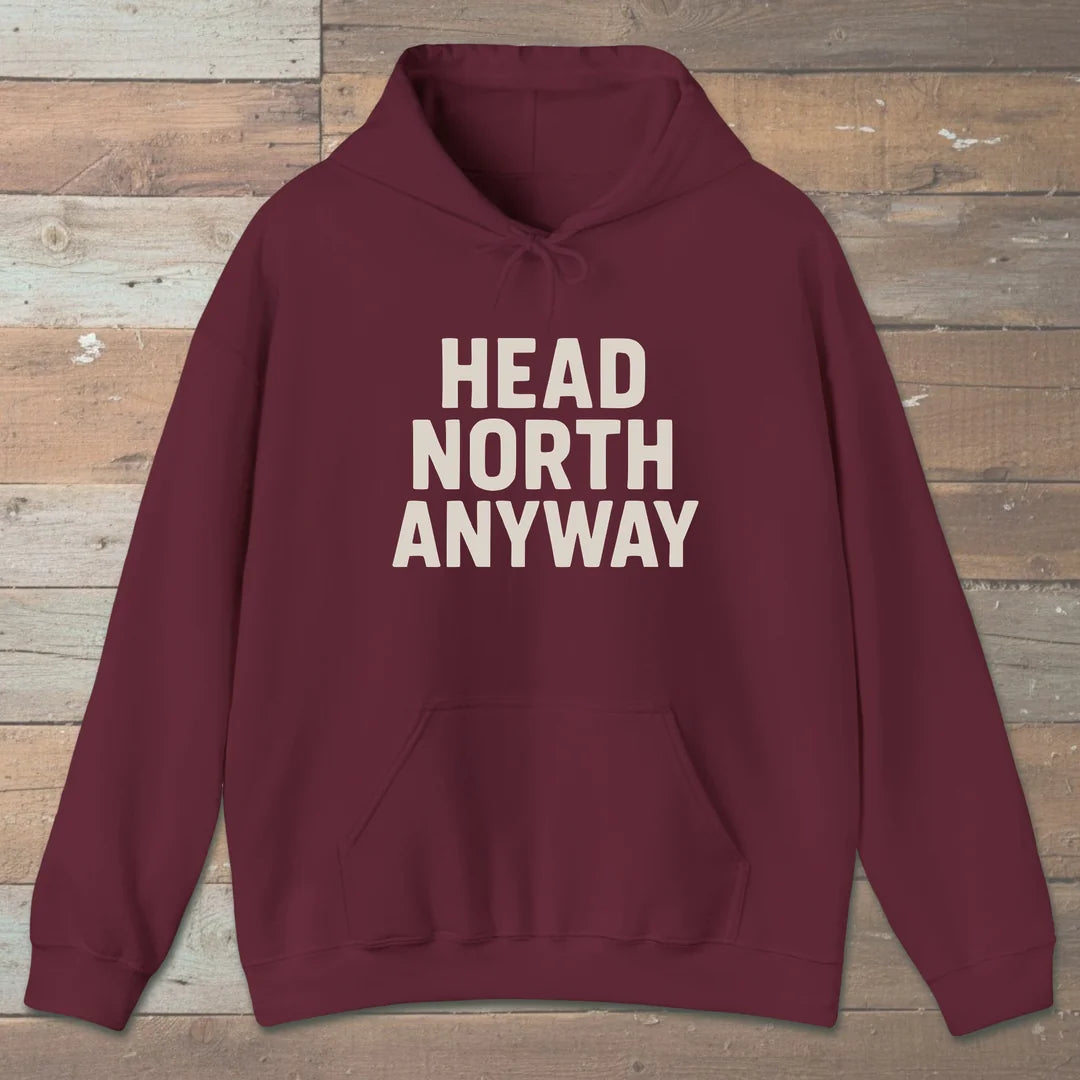 Head North Anyway Hoodie Maroon Outdoor Nature Tee