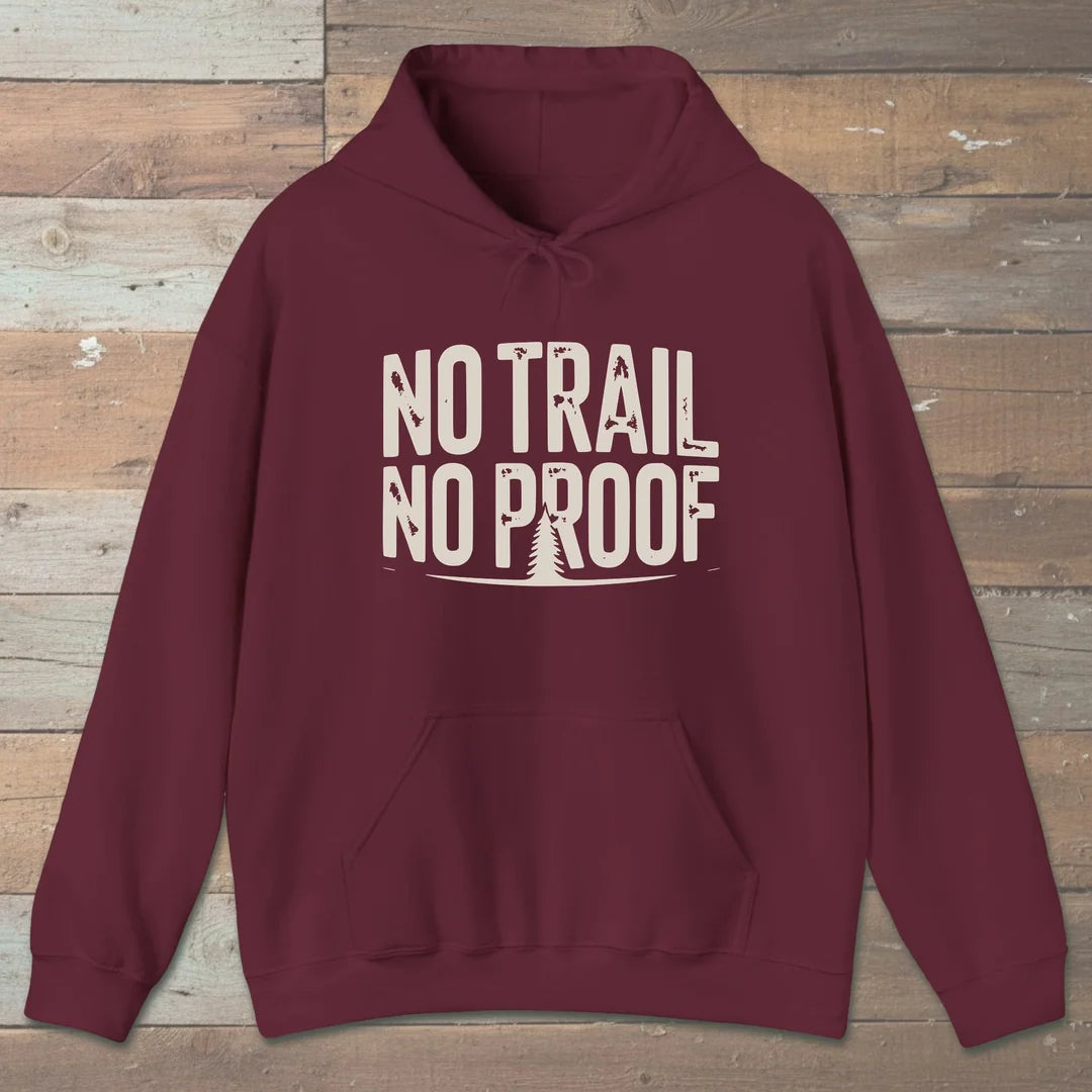 No Trail No Proof Hoodie Maroon Outdoor Nature Tee