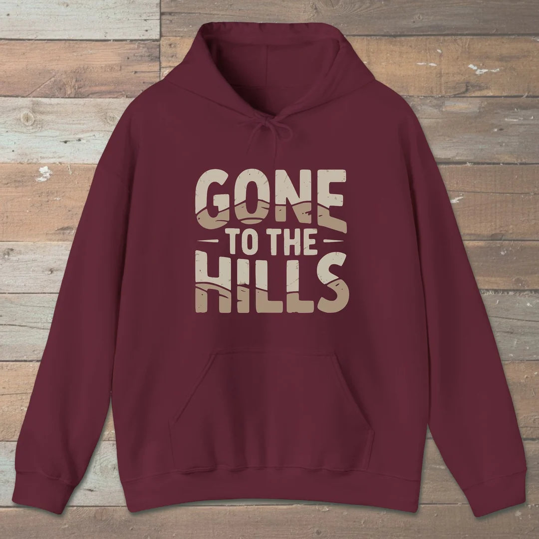 Gone To The Hills Hoodie Maroon Outdoor Nature Tee