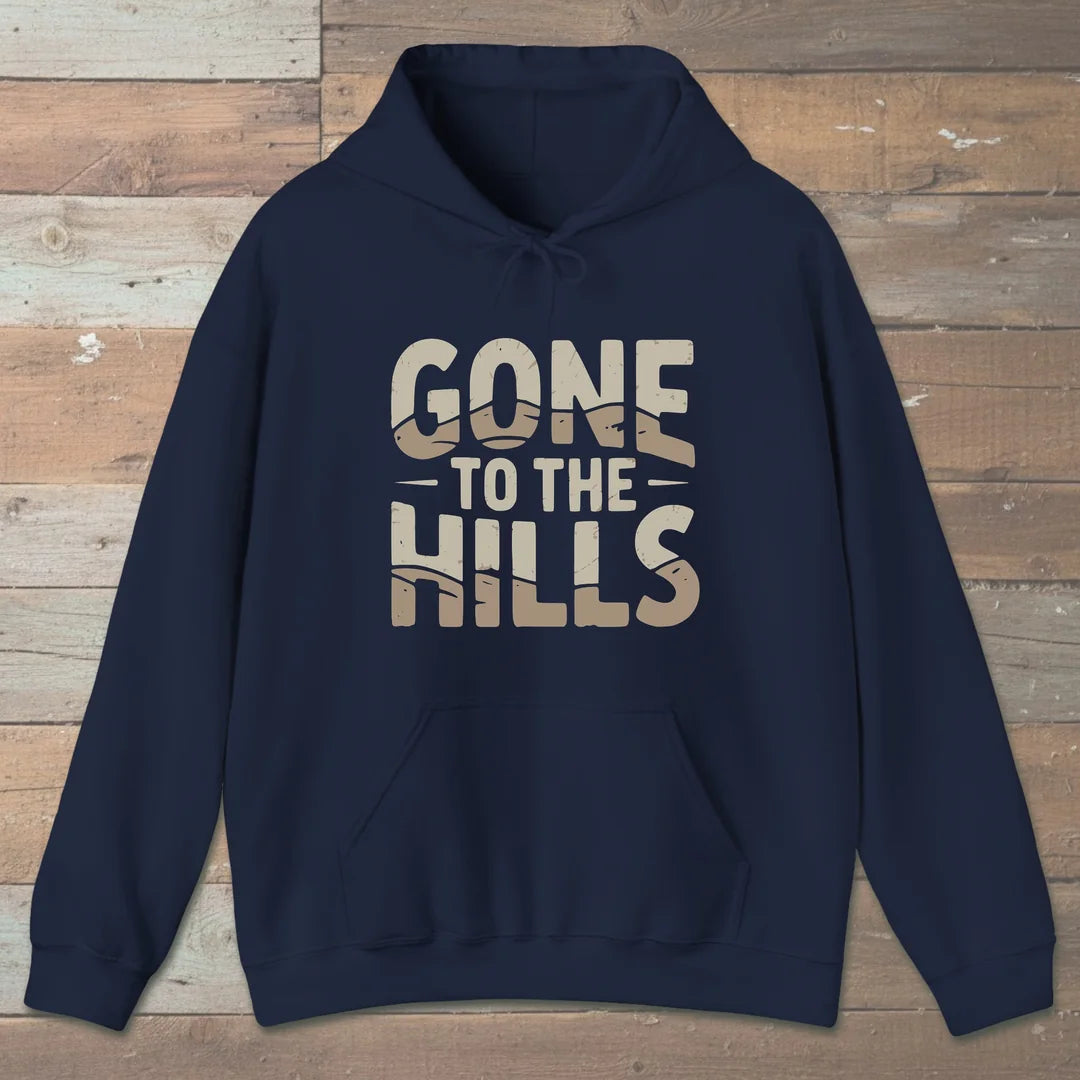 Gone To The Hills Hoodie Navy Outdoor Nature Tee