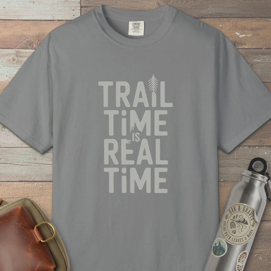 Trail Time Is Real Time T-Shirt Grey Outdoor Nature Tee