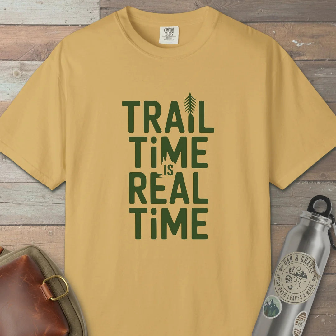 Trail Time Is Real Time T-Shirt Mustard Outdoor Nature Tee