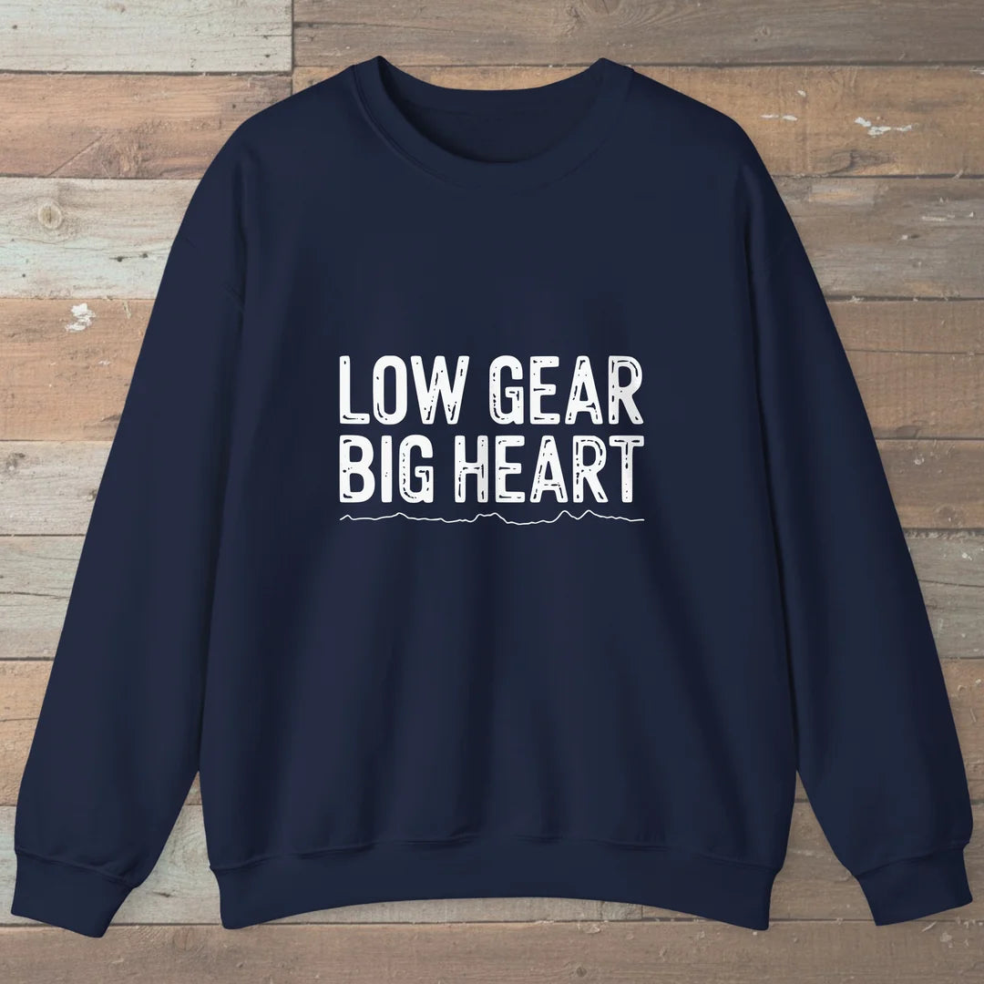 Low Gear Big Heart Sweatshirt Navy Outdoor Nature Tee