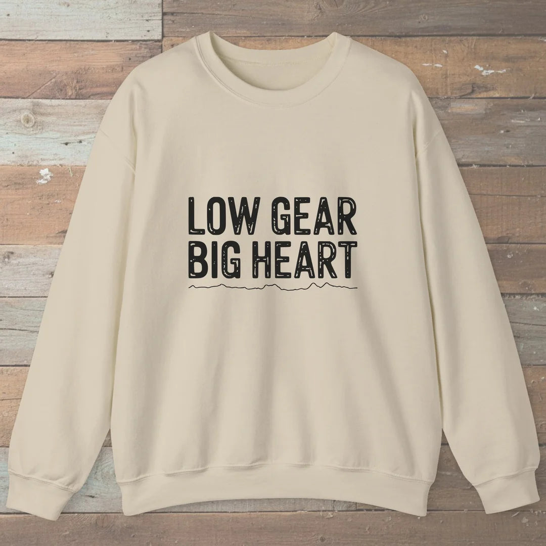 Low Gear Big Heart Sweatshirt Sand Outdoor Nature Tee
