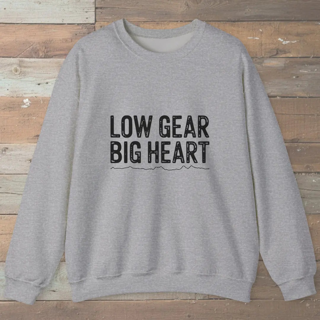 Low Gear Big Heart Sweatshirt Sport Grey Outdoor Nature Tee