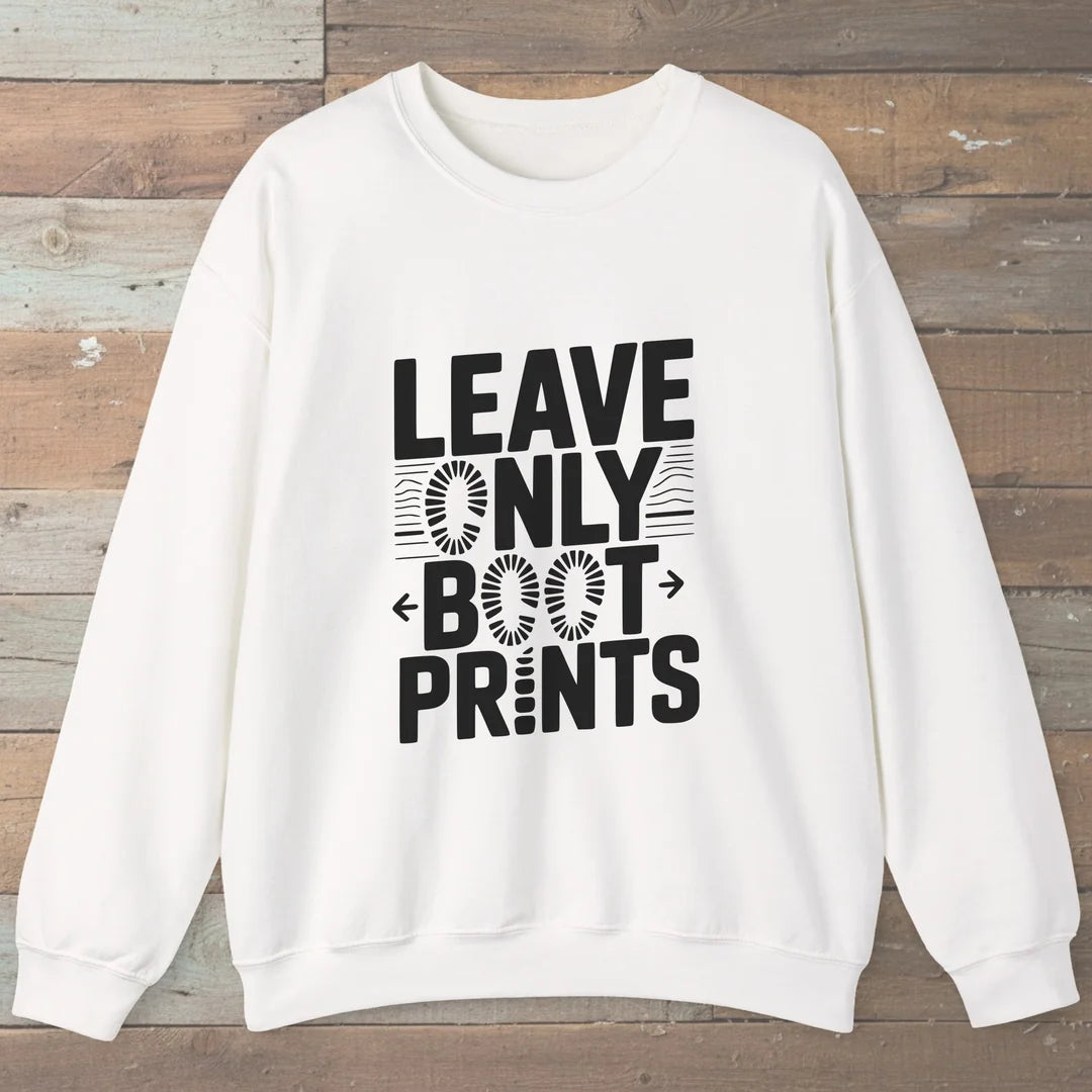 Leave Only Boot Prints Sweatshirt White Outdoor Nature Tee