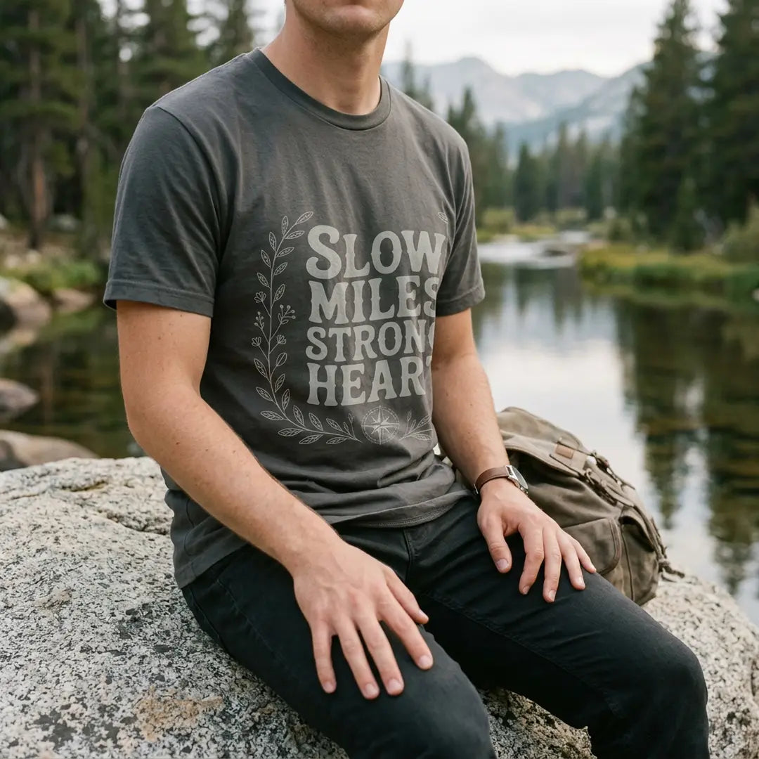 Slow Miles Strong Heart T-Shirt Outdoor Nature Tee