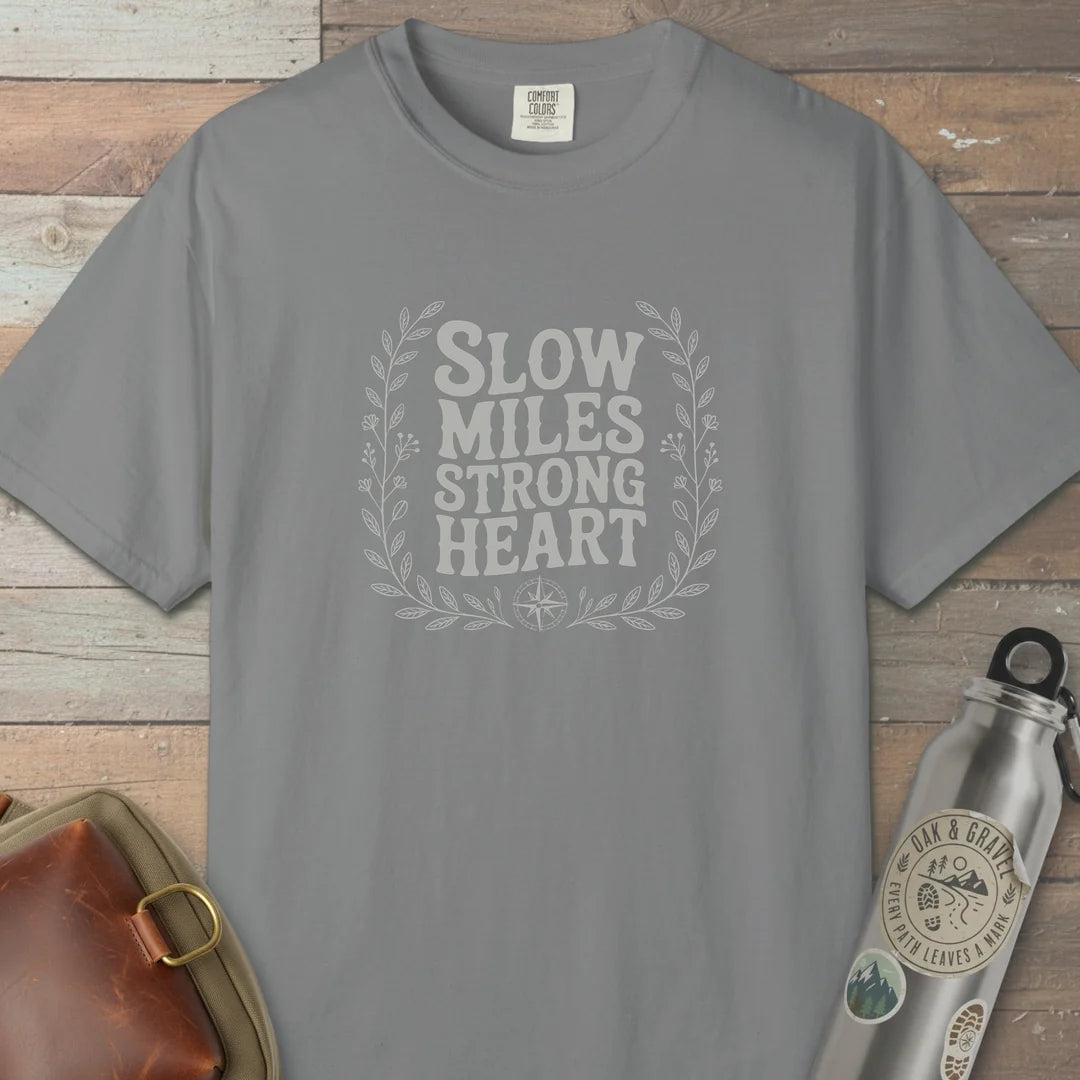 Slow Miles Strong Heart T-Shirt Grey Outdoor Nature Tee