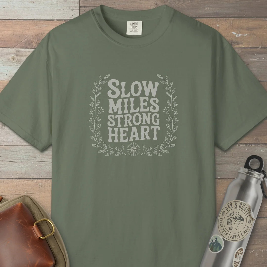 Slow Miles Strong Heart T-Shirt Moss Outdoor Nature Tee