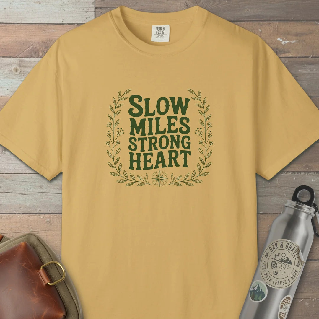 Slow Miles Strong Heart T-Shirt Mustard Outdoor Nature Tee