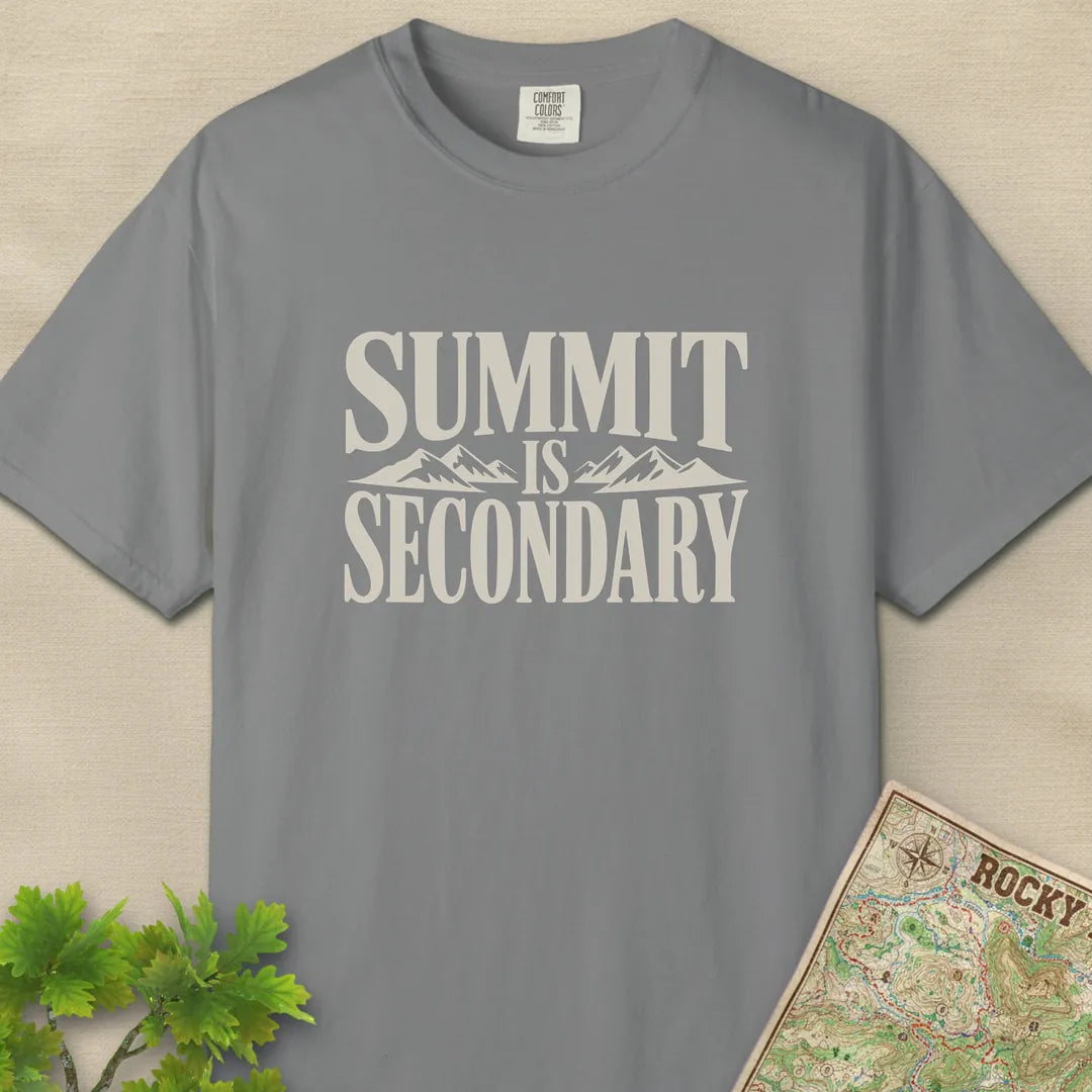 Summit Is Secondary T-Shirt Grey Outdoor Nature Tee