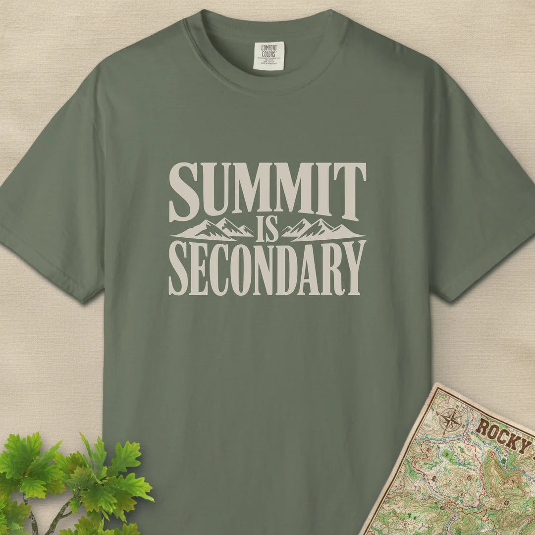 Summit Is Secondary T-Shirt Moss Outdoor Nature Tee