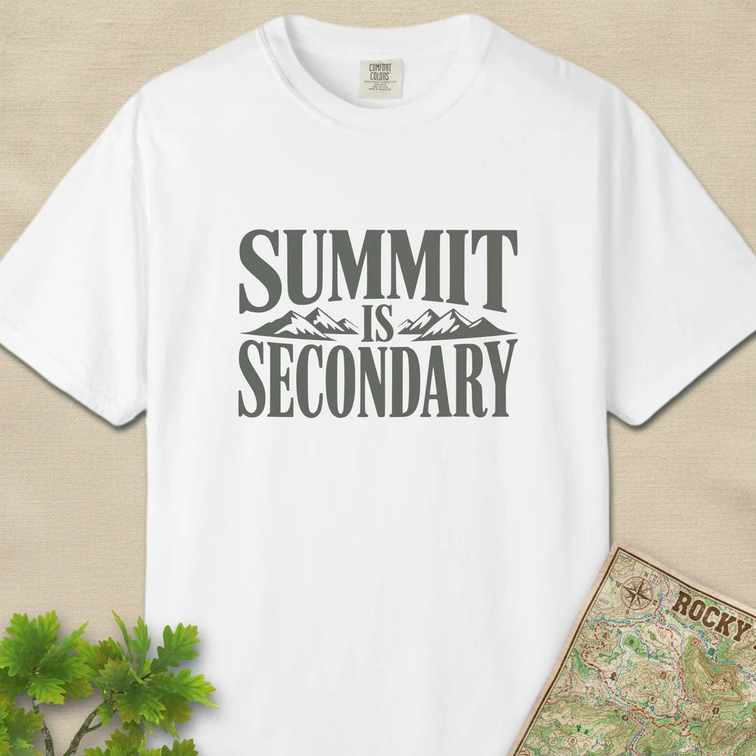 Summit Is Secondary T-Shirt White Outdoor Nature Tee