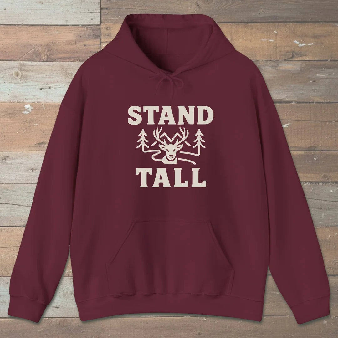 Stand Tall Hoodie Maroon Outdoor Nature Tee