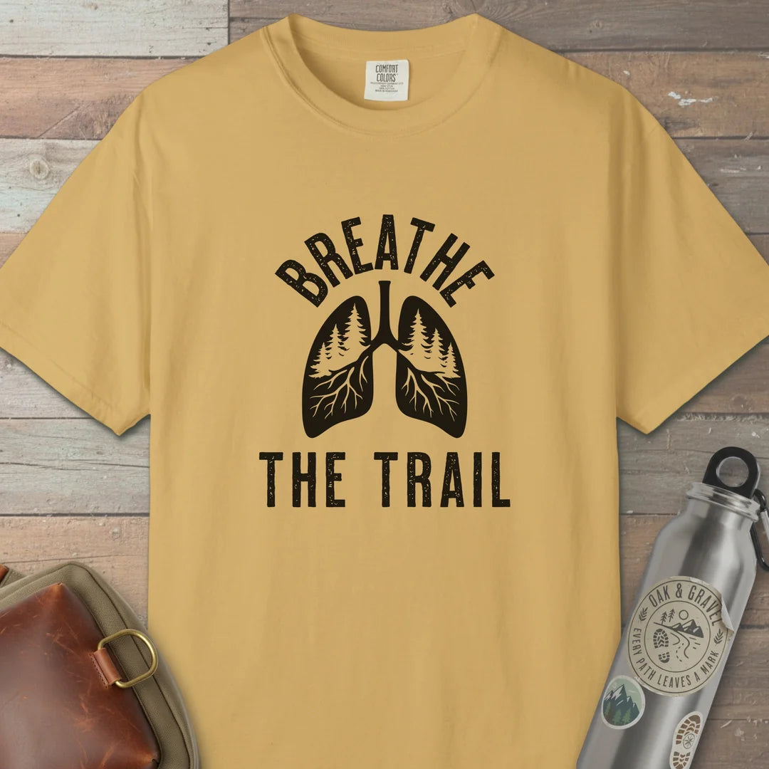 Breathe The Trail T-Shirt Mustard Outdoor Nature Tee