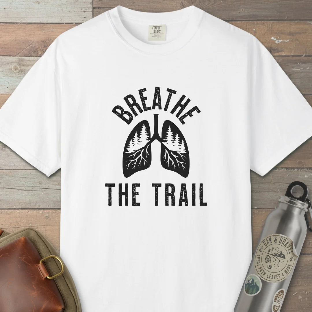 Breathe The Trail T-Shirt White Outdoor Nature Tee