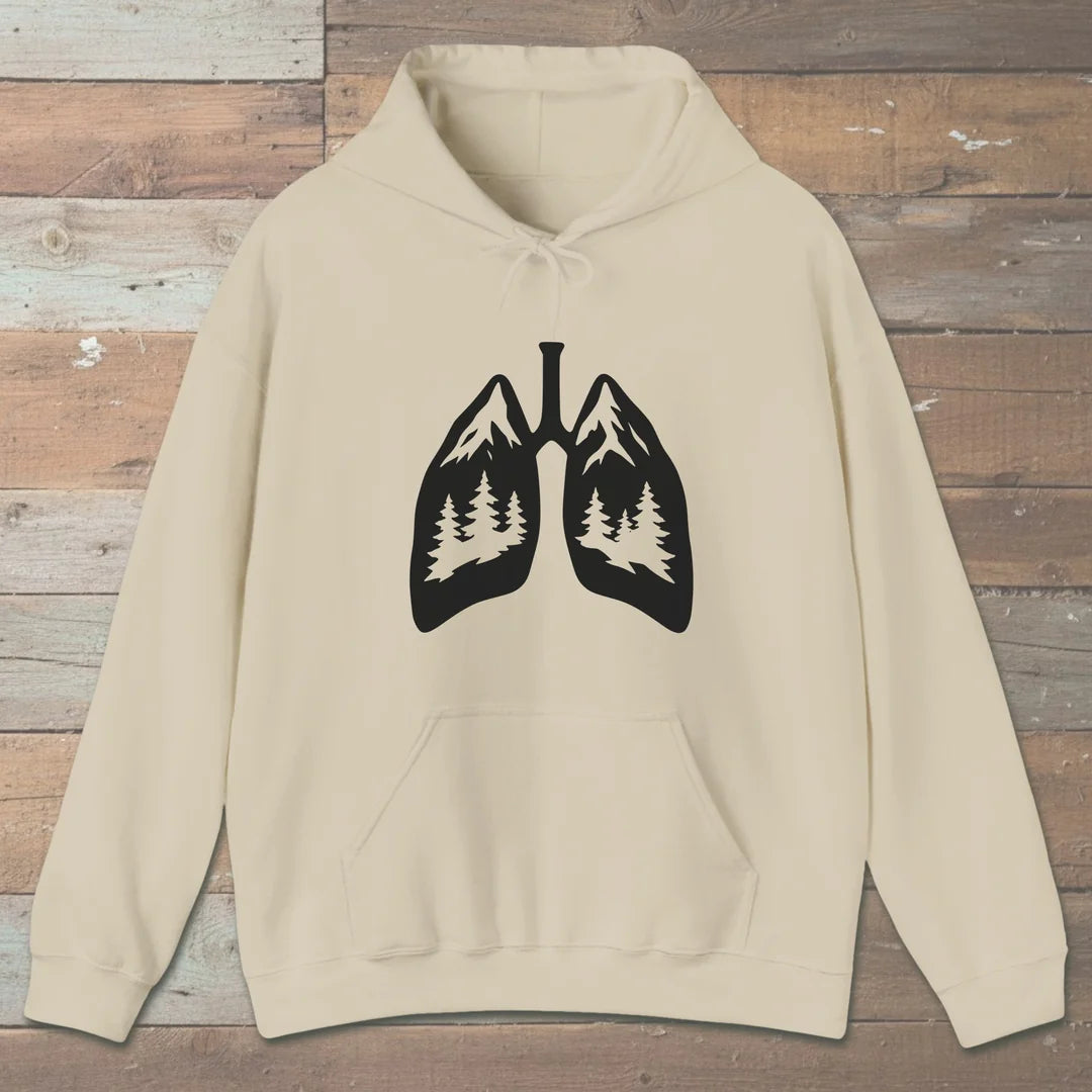 Lungs Of The Wild Hoodie Sand Outdoor Nature Tee