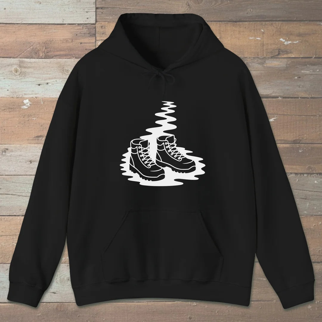 Trail Boots Hoodie Black Outdoor Nature Tee