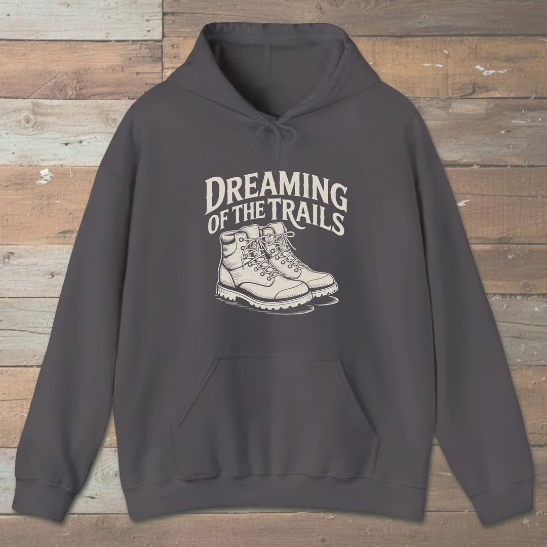Dreaming Of The Trails Hoodie Charcoal Outdoor Nature Tee