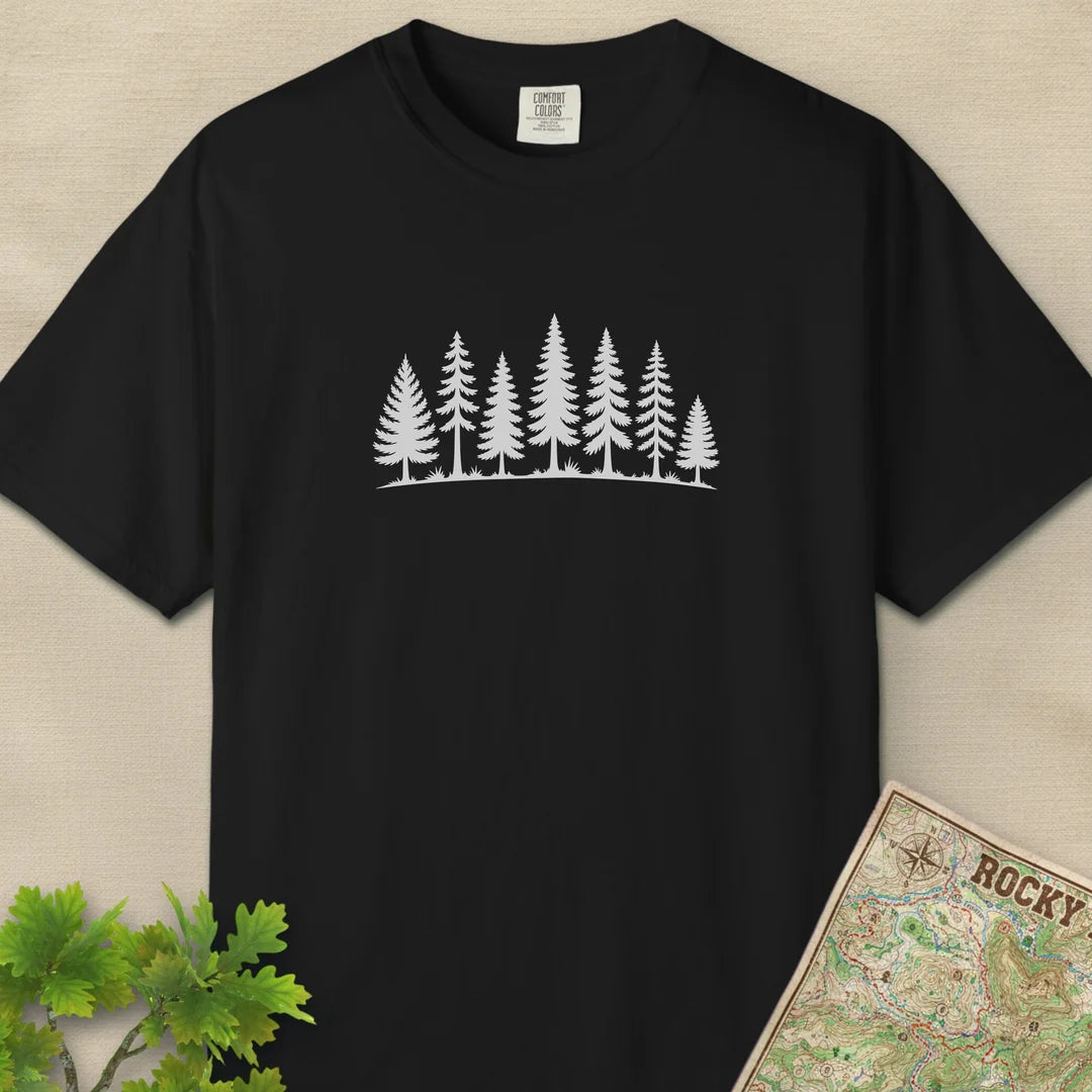 Pine Line T-Shirt Black Outdoor Nature Tee