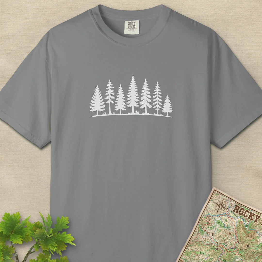 Pine Line T-Shirt Grey Outdoor Nature Tee