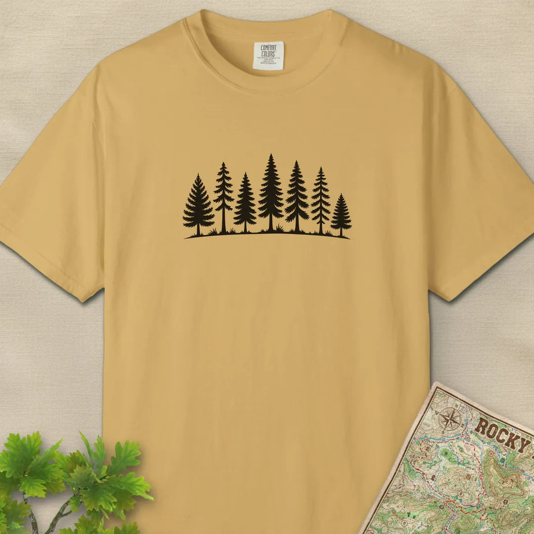 Pine Line T-Shirt Mustard Outdoor Nature Tee
