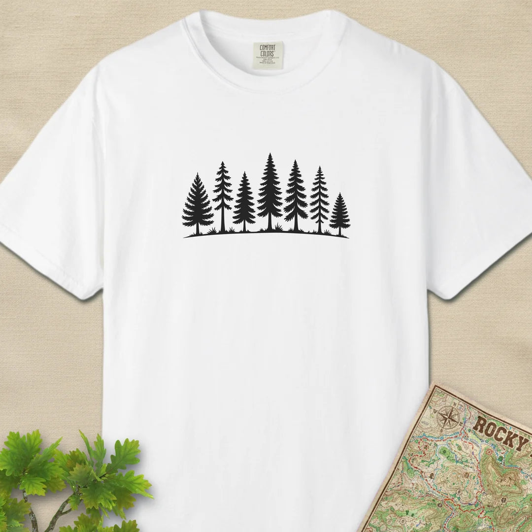 Pine Line T-Shirt White Outdoor Nature Tee