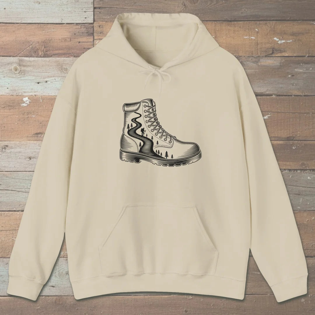 Boot Trail Hoodie Sand Outdoor Nature Tee