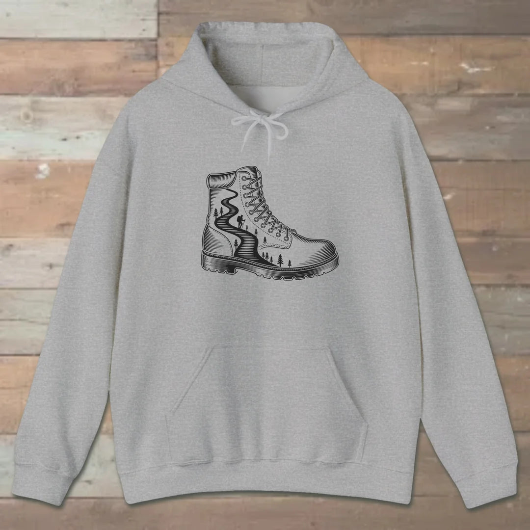 Boot Trail Hoodie Sport Grey Outdoor Nature Tee