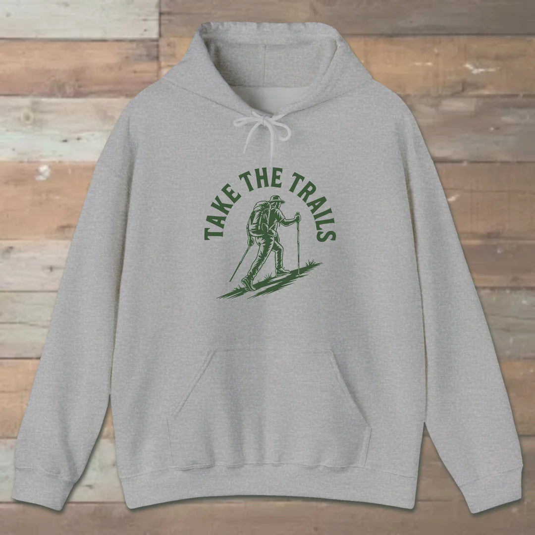 Take The Trails Hoodie Sport Grey Outdoor Nature Tee